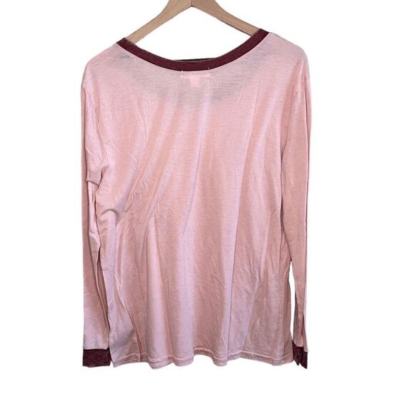Treasure & Bond Nordstrom Womens Pink Long Sleeve Ringer Tee Top Size XL NWT - Picture 2 of 10